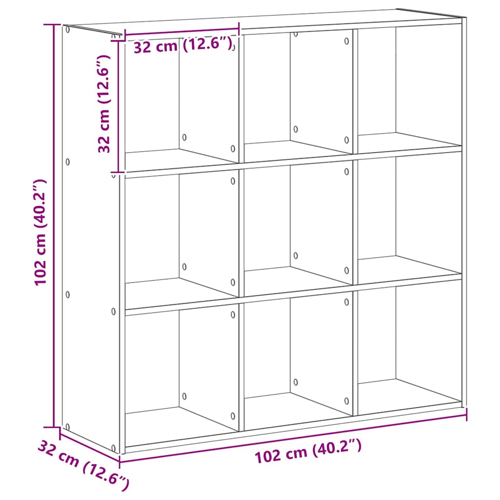 Regal za knjige boja artisian hrast 102x32x102 cm drveni
