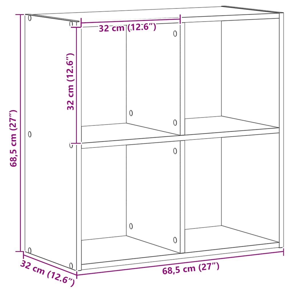 Regal za knjige boja artisian hrast 68,5x32x68,5 cm drveni