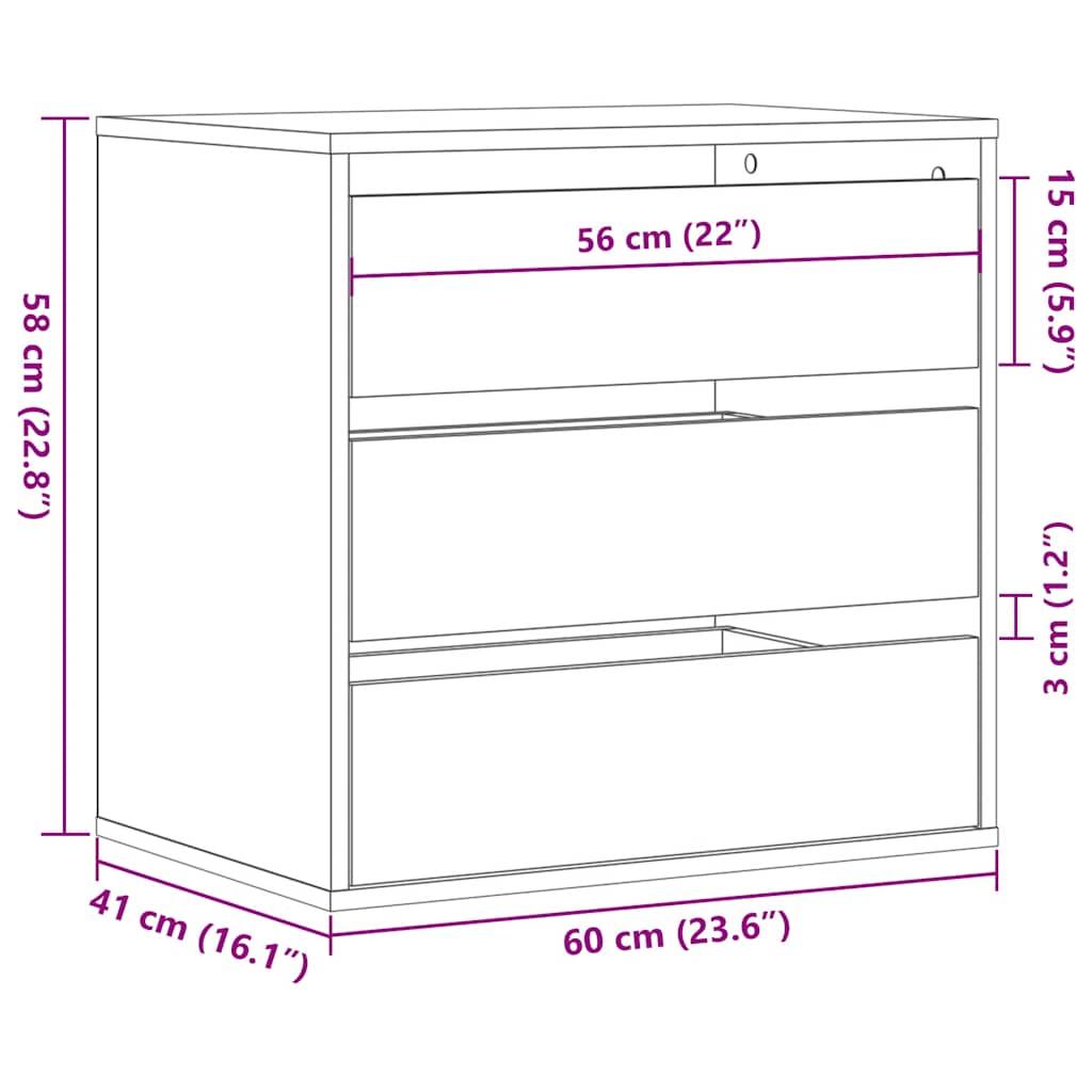 Kutna komoda s ladicama crna 60x41x58 cm od konstruiranog drva