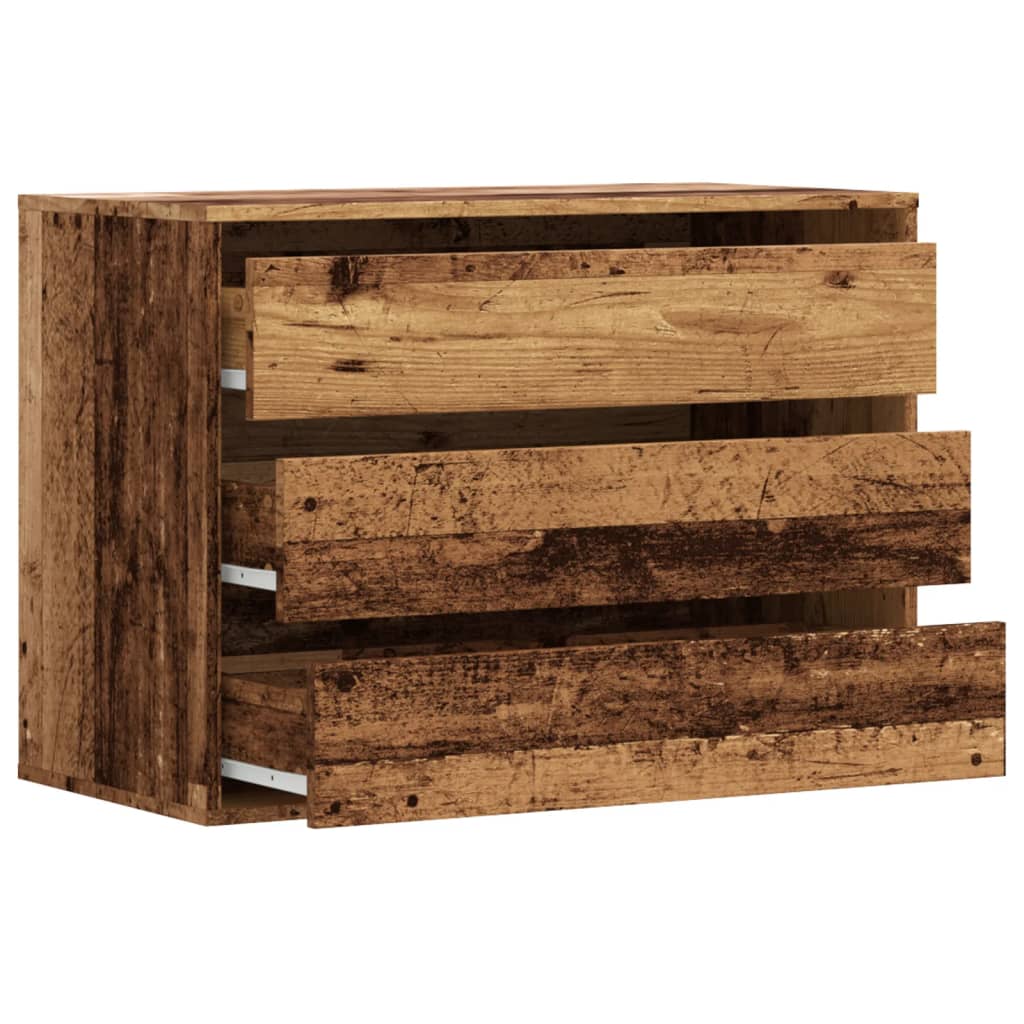 Kutna komoda s ladicama boja staro drvo 80x41x58 cm drveni