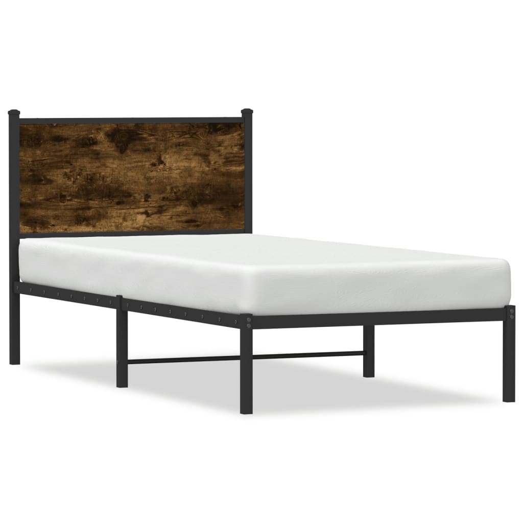 Metalni okvir kreveta bez madraca boja hrasta 75x190 cm