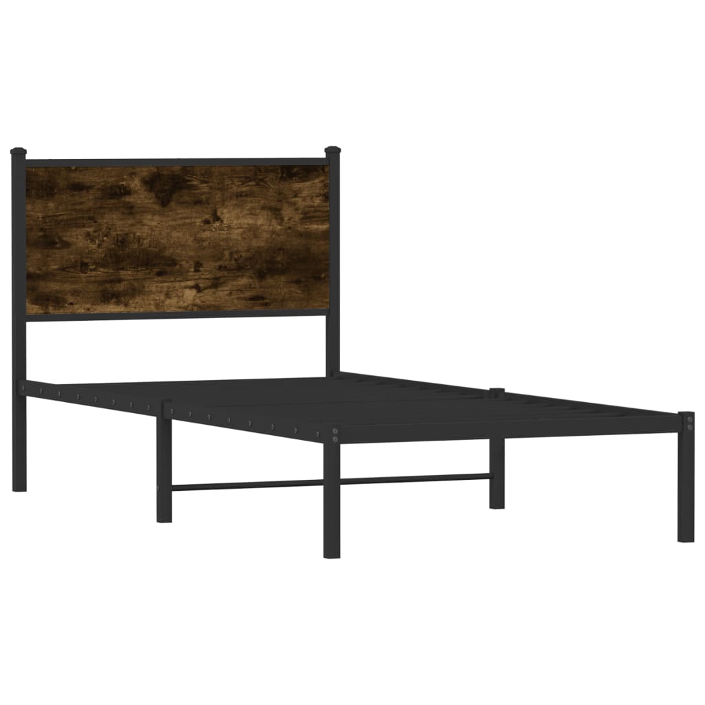 Metalni okvir kreveta bez madraca boja hrasta 75x190 cm