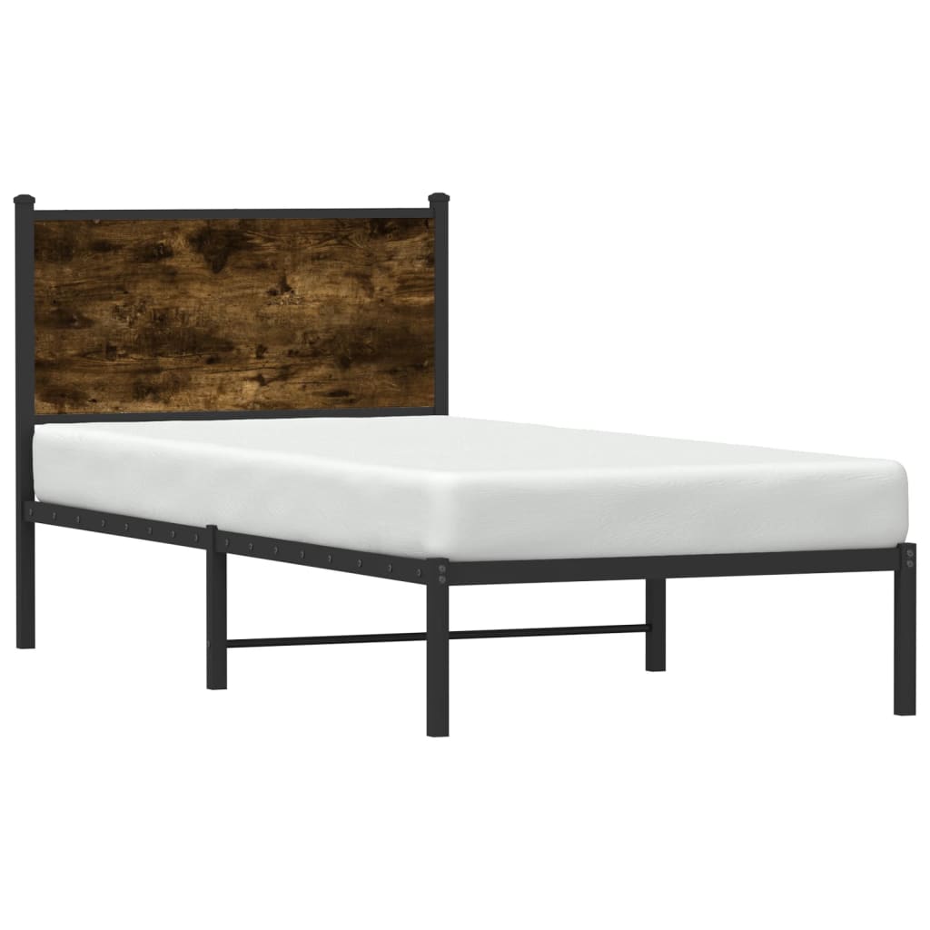 Metalni okvir kreveta bez madraca boja hrasta 75x190 cm