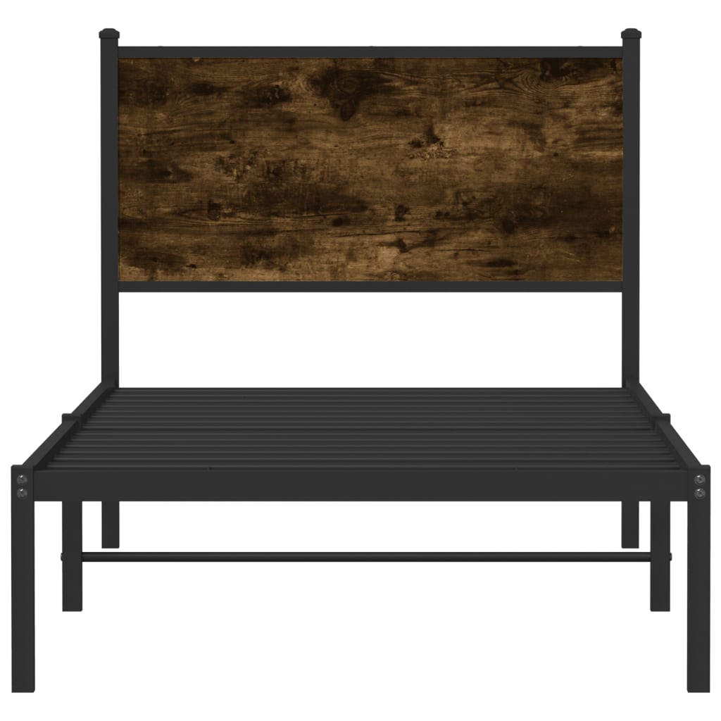 Metalni okvir kreveta bez madraca boja hrasta 75x190 cm
