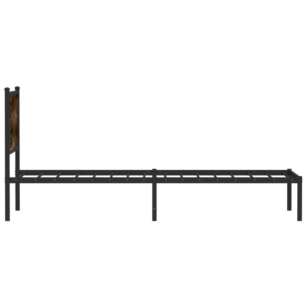 Metalni okvir kreveta bez madraca boja hrasta 75x190 cm