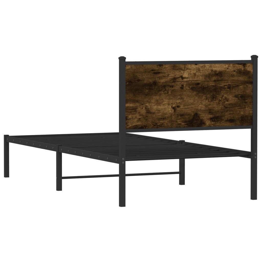 Metalni okvir kreveta bez madraca boja hrasta 75x190 cm