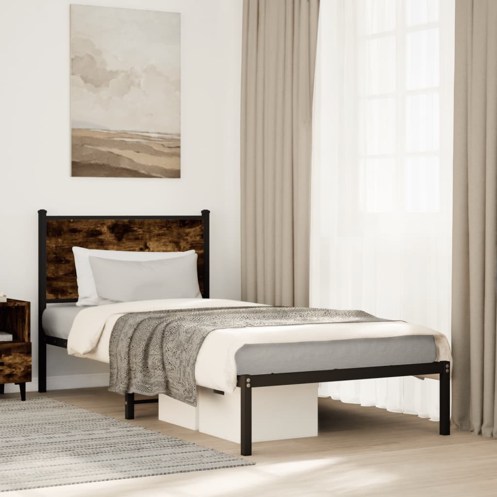 Metalni okvir kreveta bez madraca boja hrasta 90x190 cm
