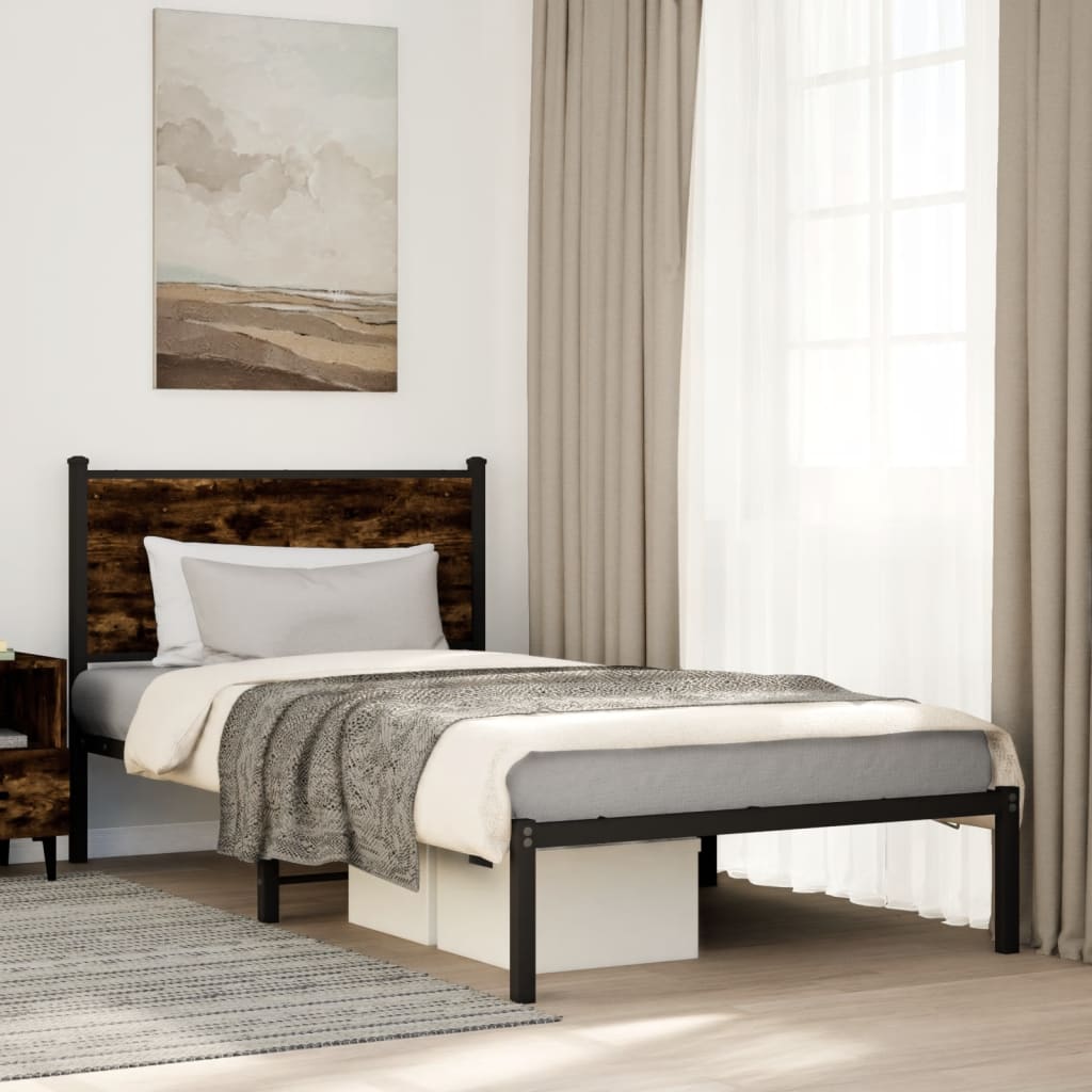 Metalni okvir kreveta bez madraca boja hrasta 100x190 cm