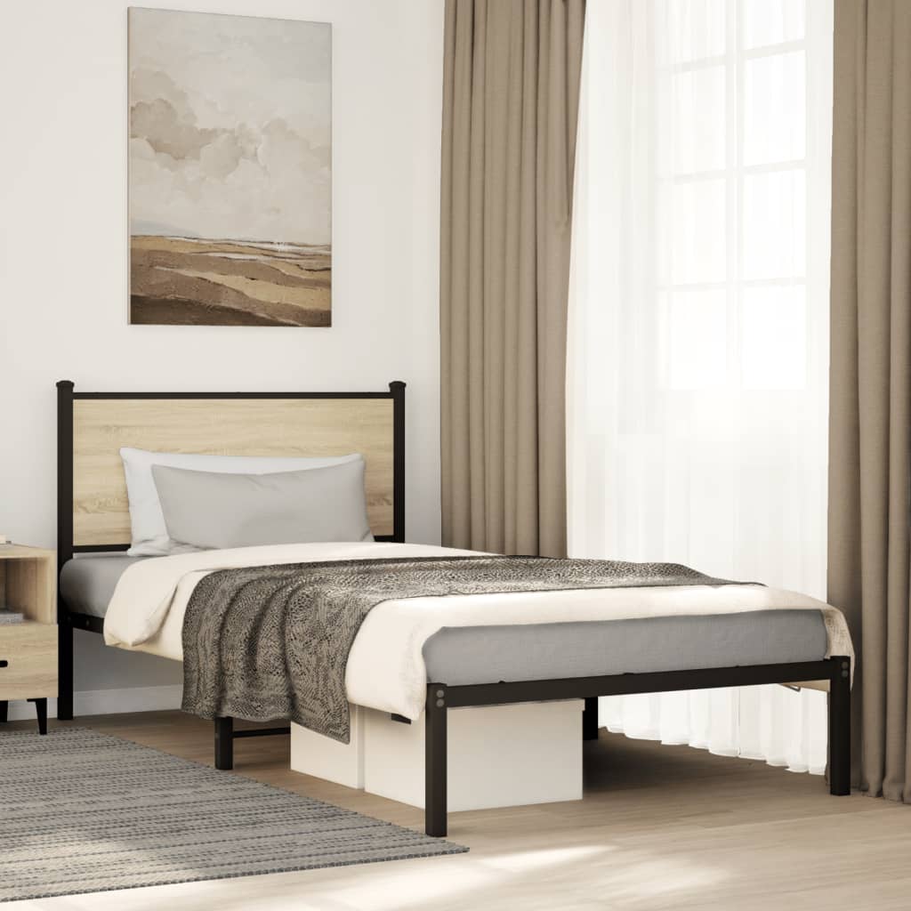 Metalni okvir kreveta bez madraca boja hrasta sonome 107x203 cm