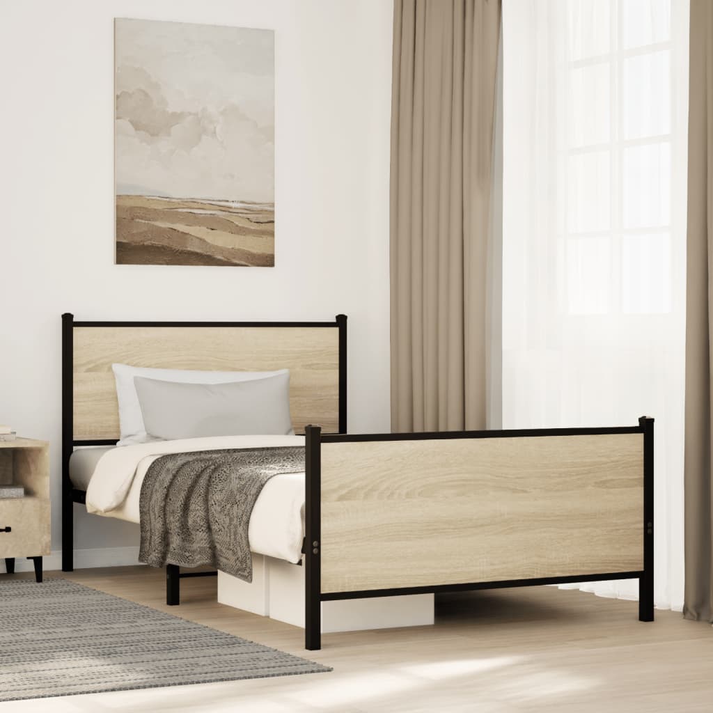 Metalni okvir kreveta bez madraca boja hrasta sonome 100x190 cm