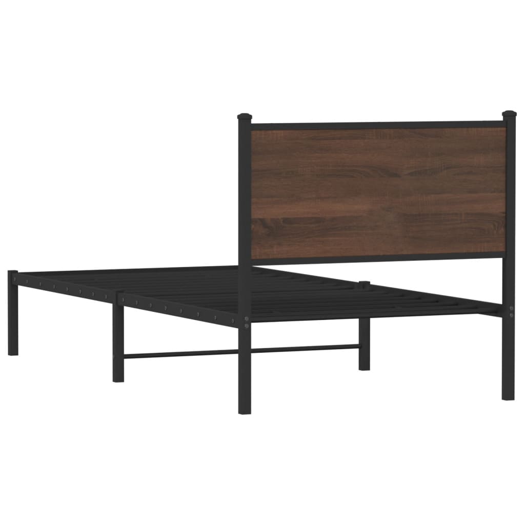 Metalni okvir kreveta bez madraca smeđi hrast 75x190 cm