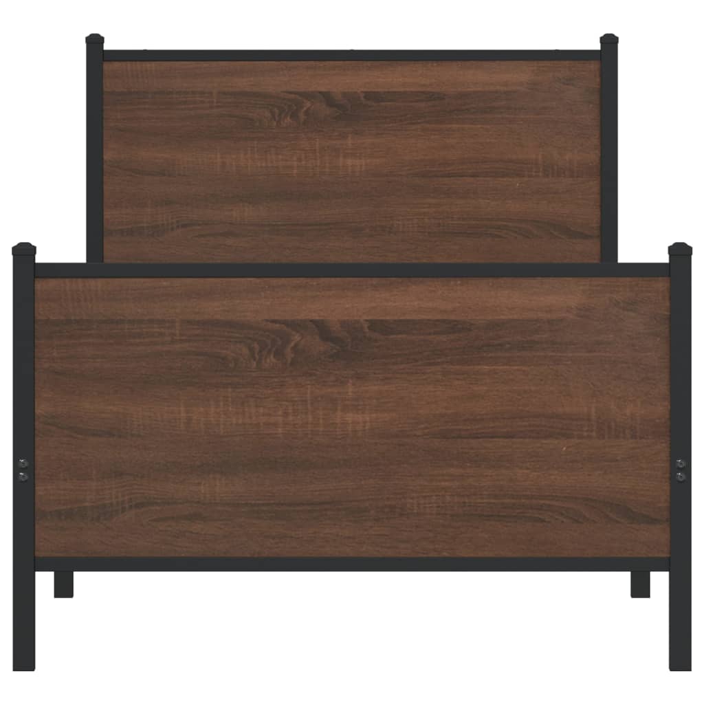 Metalni okvir kreveta bez madraca smeđi hrast 90x190 cm