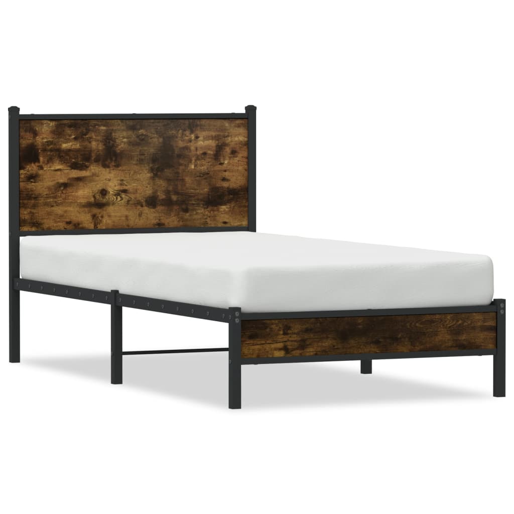 Metalni okvir kreveta bez madraca boja hrasta 75x190 cm