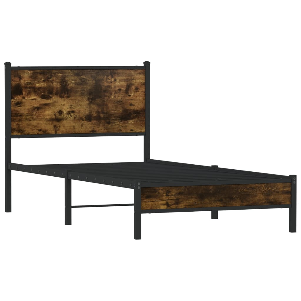 Metalni okvir kreveta bez madraca boja hrasta 75x190 cm