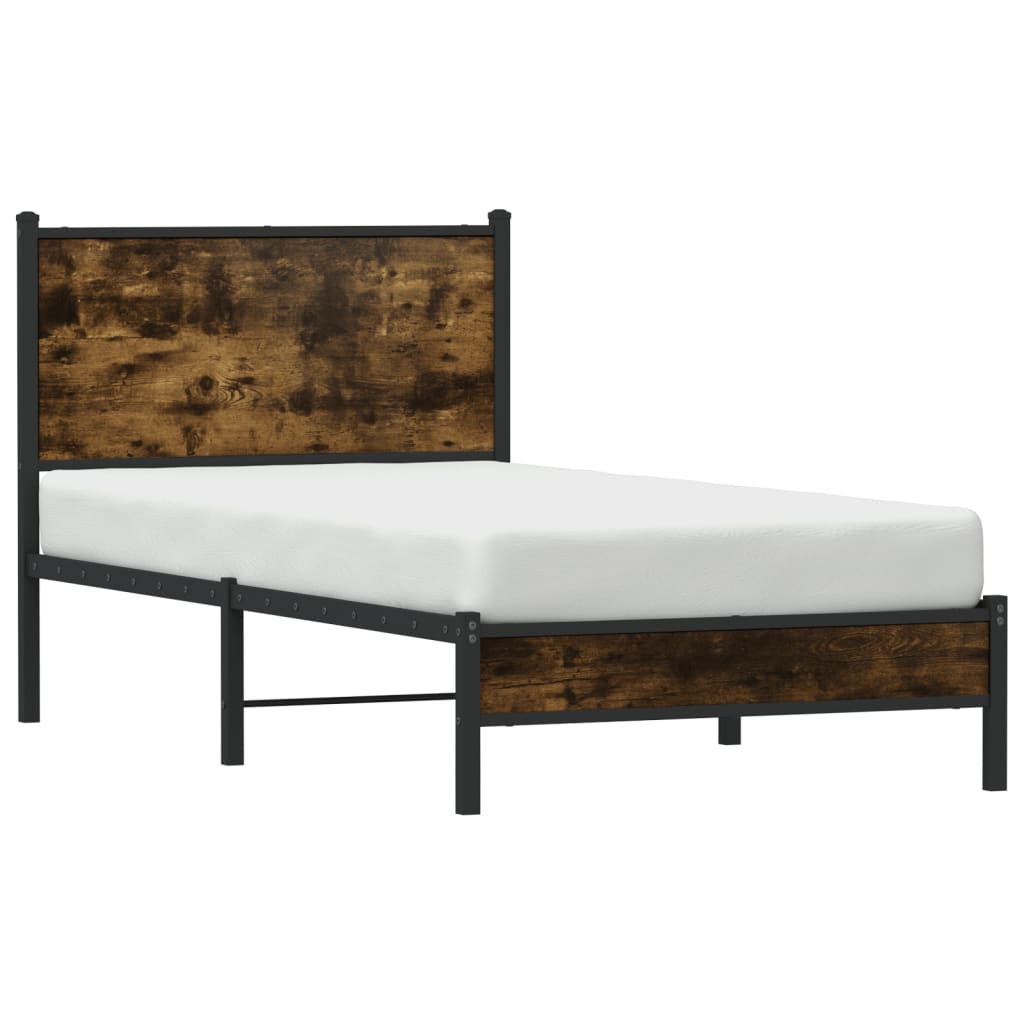 Metalni okvir kreveta bez madraca boja hrasta 75x190 cm