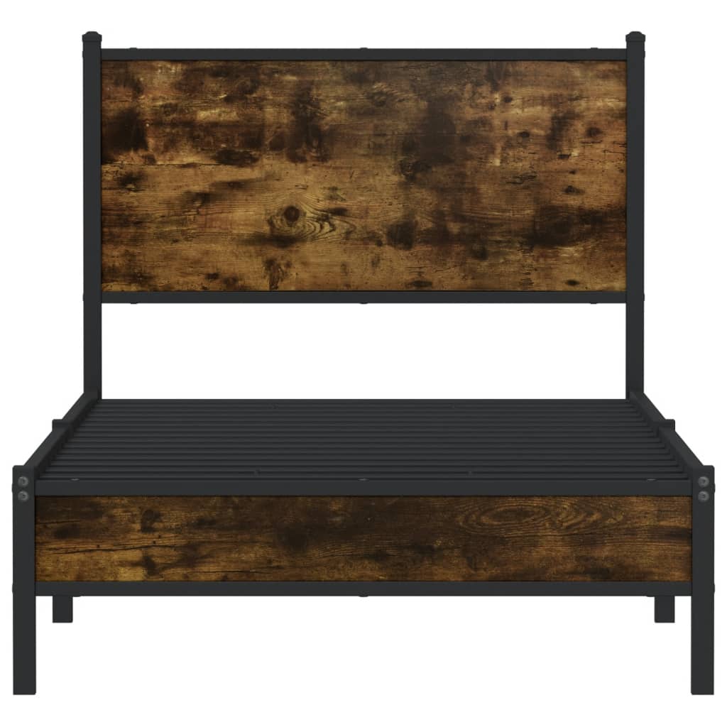 Metalni okvir kreveta bez madraca boja hrasta 75x190 cm