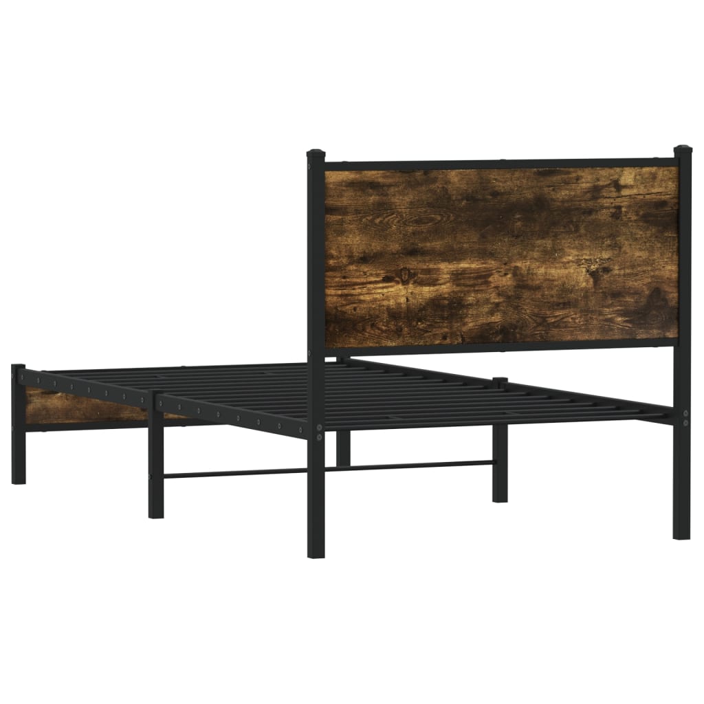 Metalni okvir kreveta bez madraca boja hrasta 75x190 cm