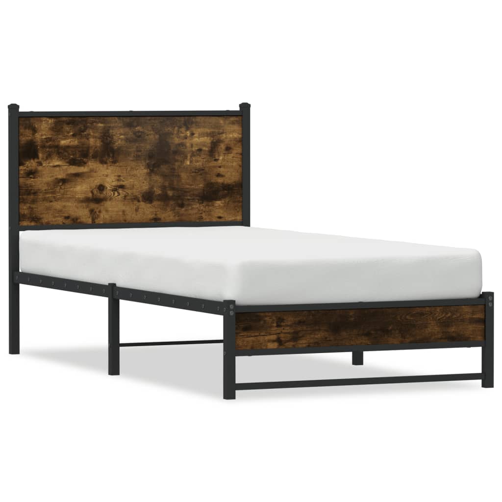 Metalni okvir kreveta bez madraca boja hrasta 75x190 cm