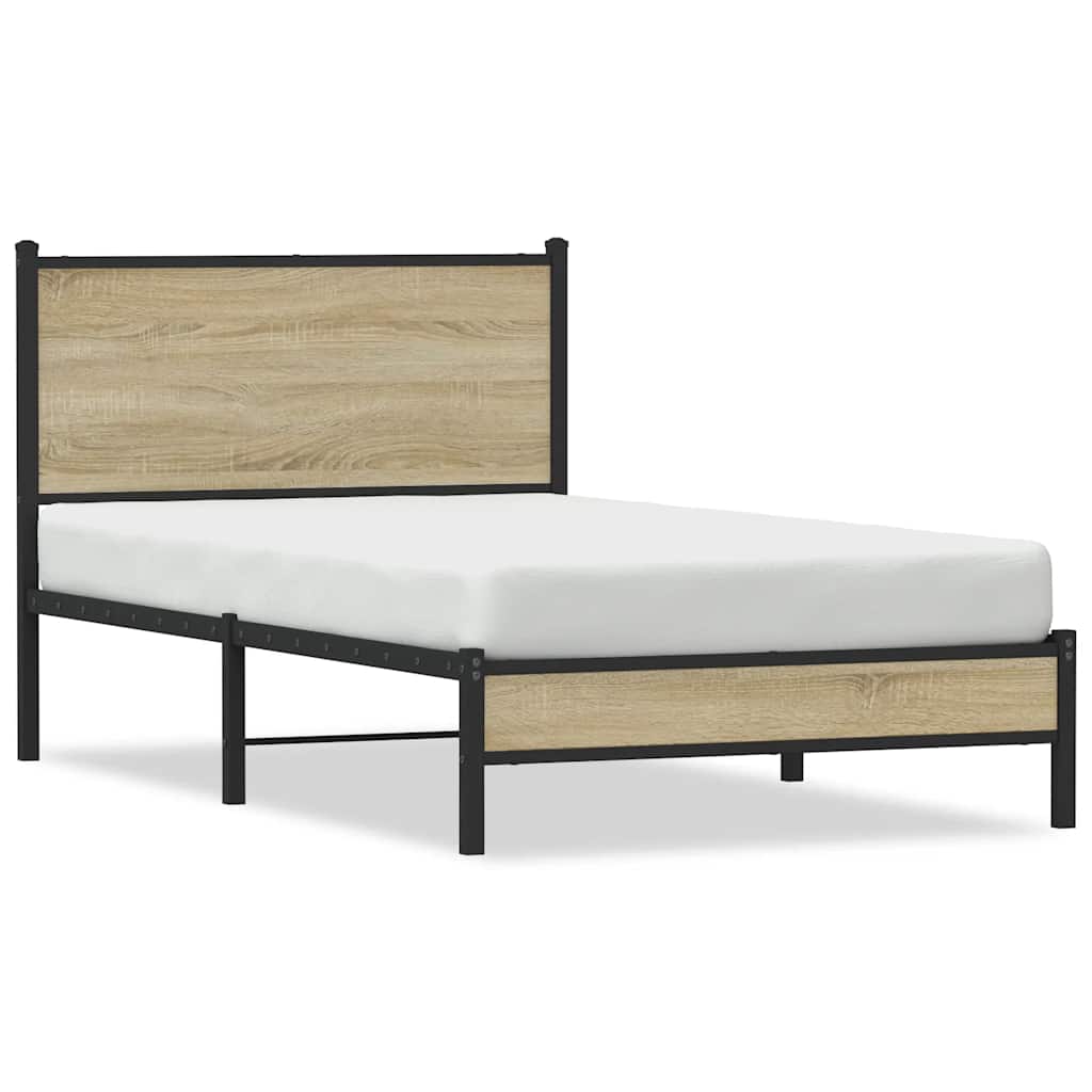 Metalni okvir kreveta bez madraca boja hrasta sonome 107x203 cm