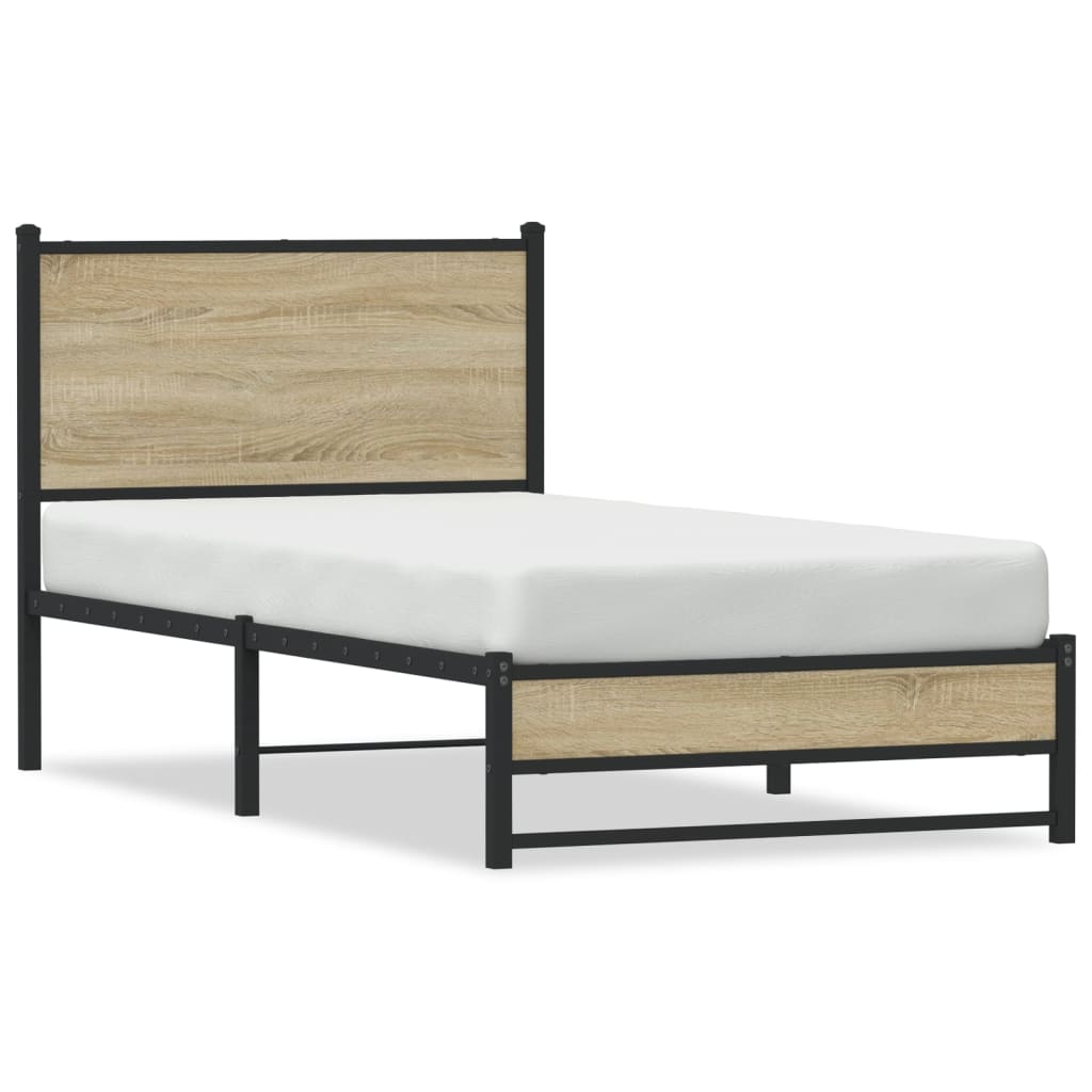 Metalni okvir kreveta bez madraca boja hrasta sonome 75x190 cm