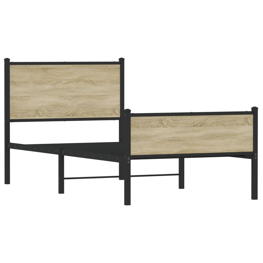 Metalni okvir kreveta bez madraca boja hrasta sonome 107x203 cm