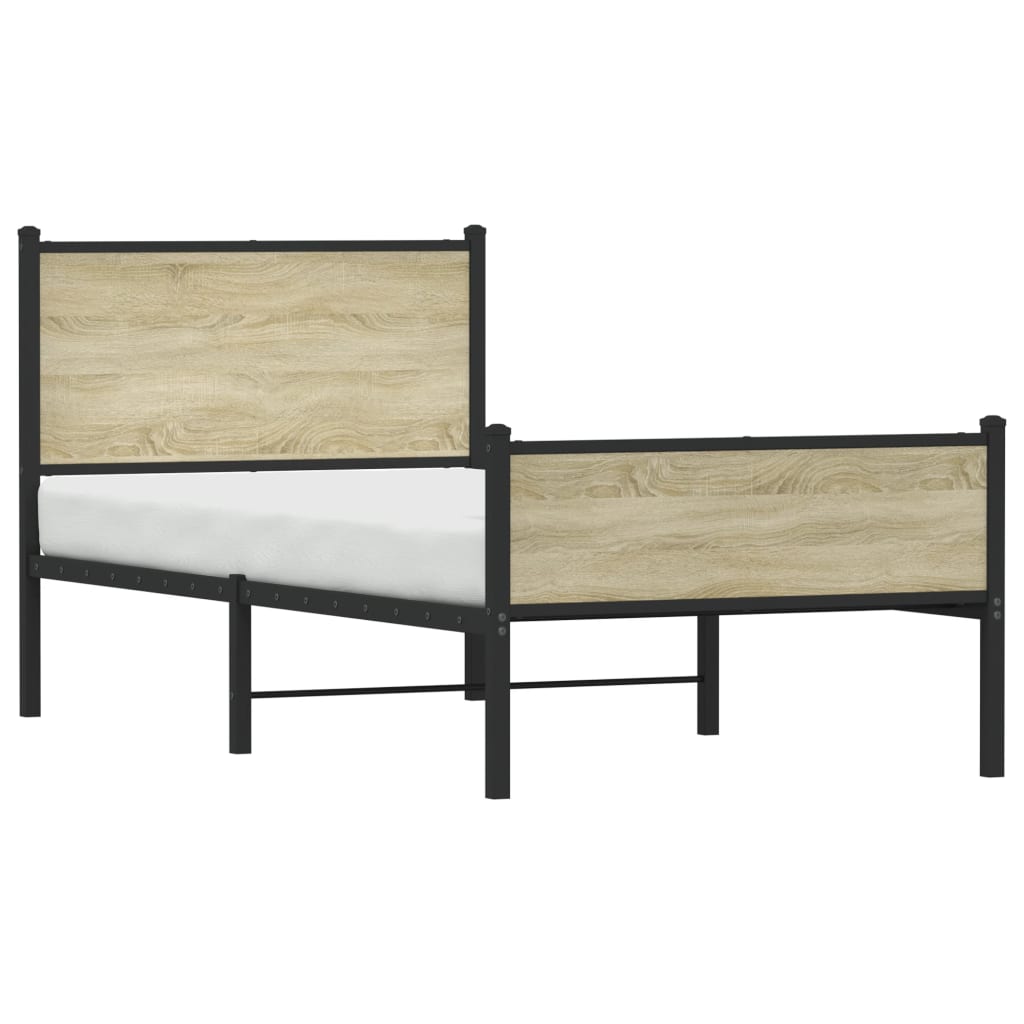 Metalni okvir kreveta bez madraca boja hrasta sonome 107x203 cm