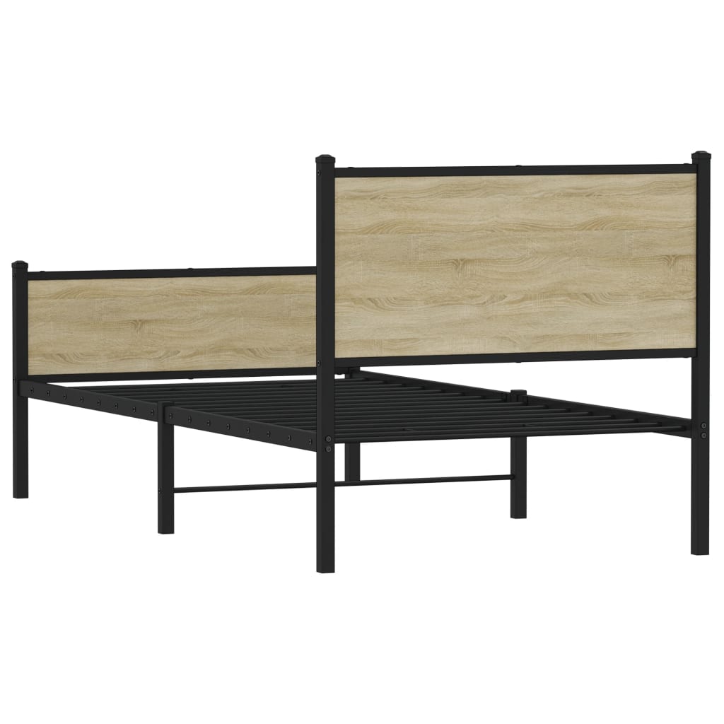 Metalni okvir kreveta bez madraca boja hrasta sonome 107x203 cm