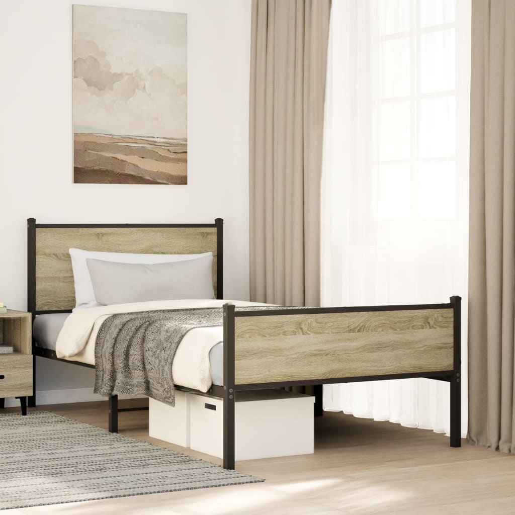 Metalni okvir kreveta bez madraca boja hrasta sonome 107x203 cm