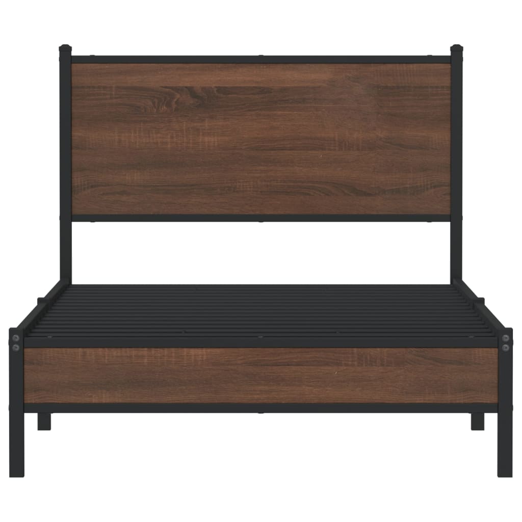 Metalni okvir kreveta bez madraca smeđi hrast 107x203 cm