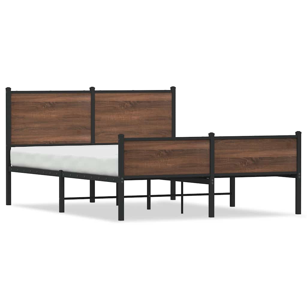 Metalni okvir kreveta bez madraca smeđa boja hrasta 137x190 cm
