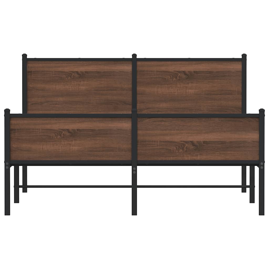Metalni okvir kreveta bez madraca smeđa boja hrasta 137x190 cm