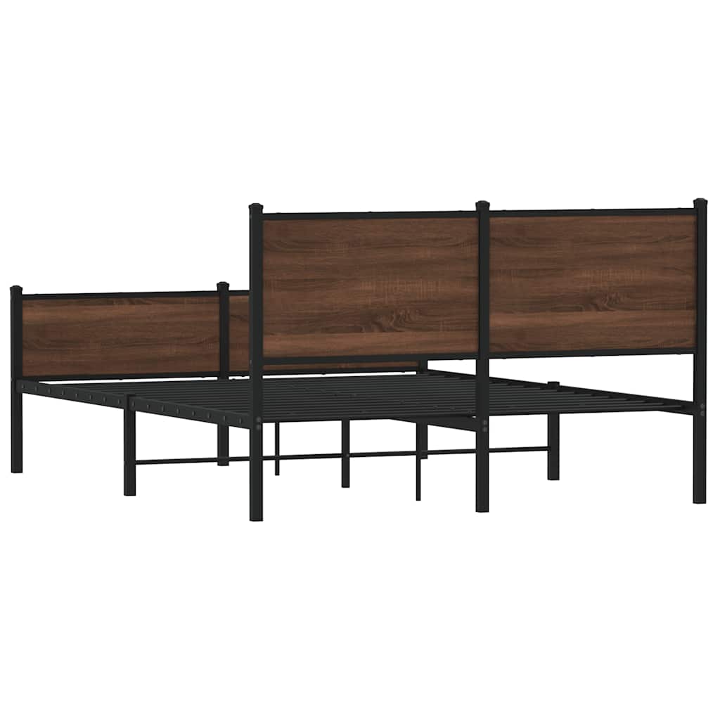 Metalni okvir kreveta bez madraca smeđa boja hrasta 137x190 cm