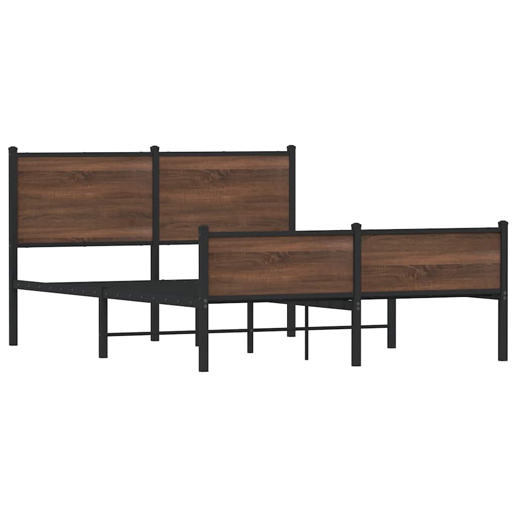 Metalni okvir kreveta bez madraca smeđa boja hrasta 140x190 cm