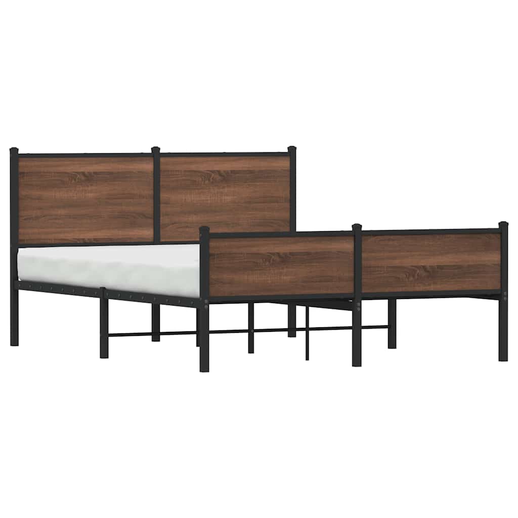 Metalni okvir kreveta bez madraca smeđa boja hrasta 140x190 cm