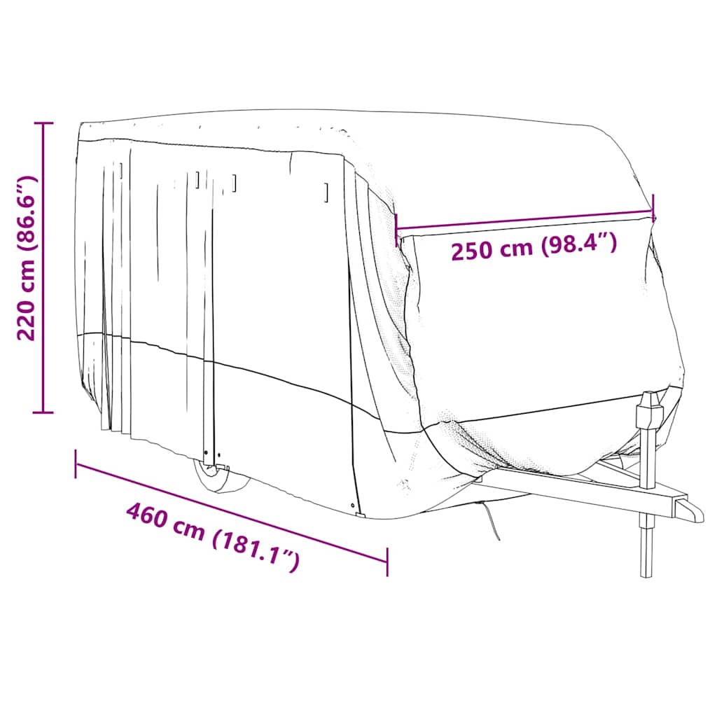 Navlaka za karavan siva 460x250x220 cm netkana tkanina