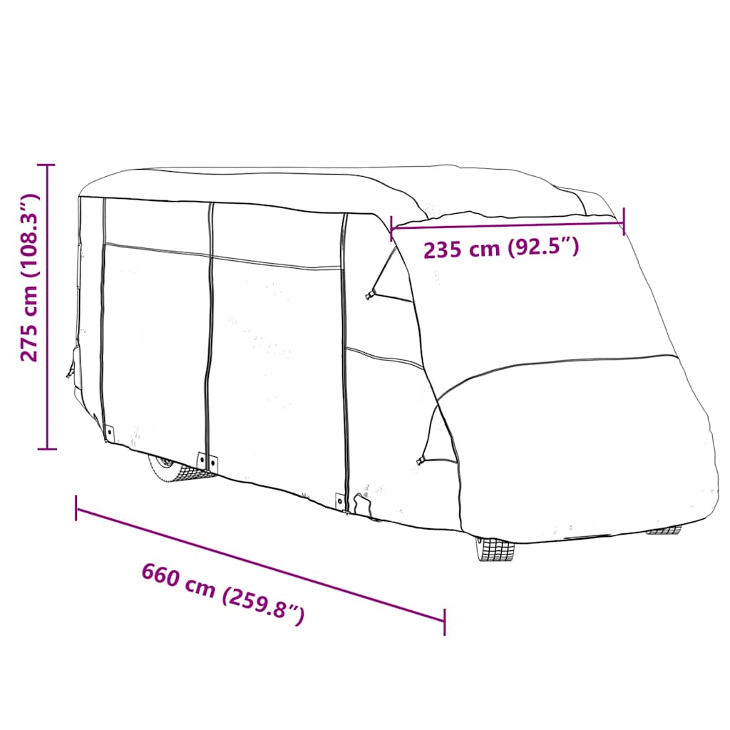 Navlake za kamper sive 660x235x275 cm netkana tkanina