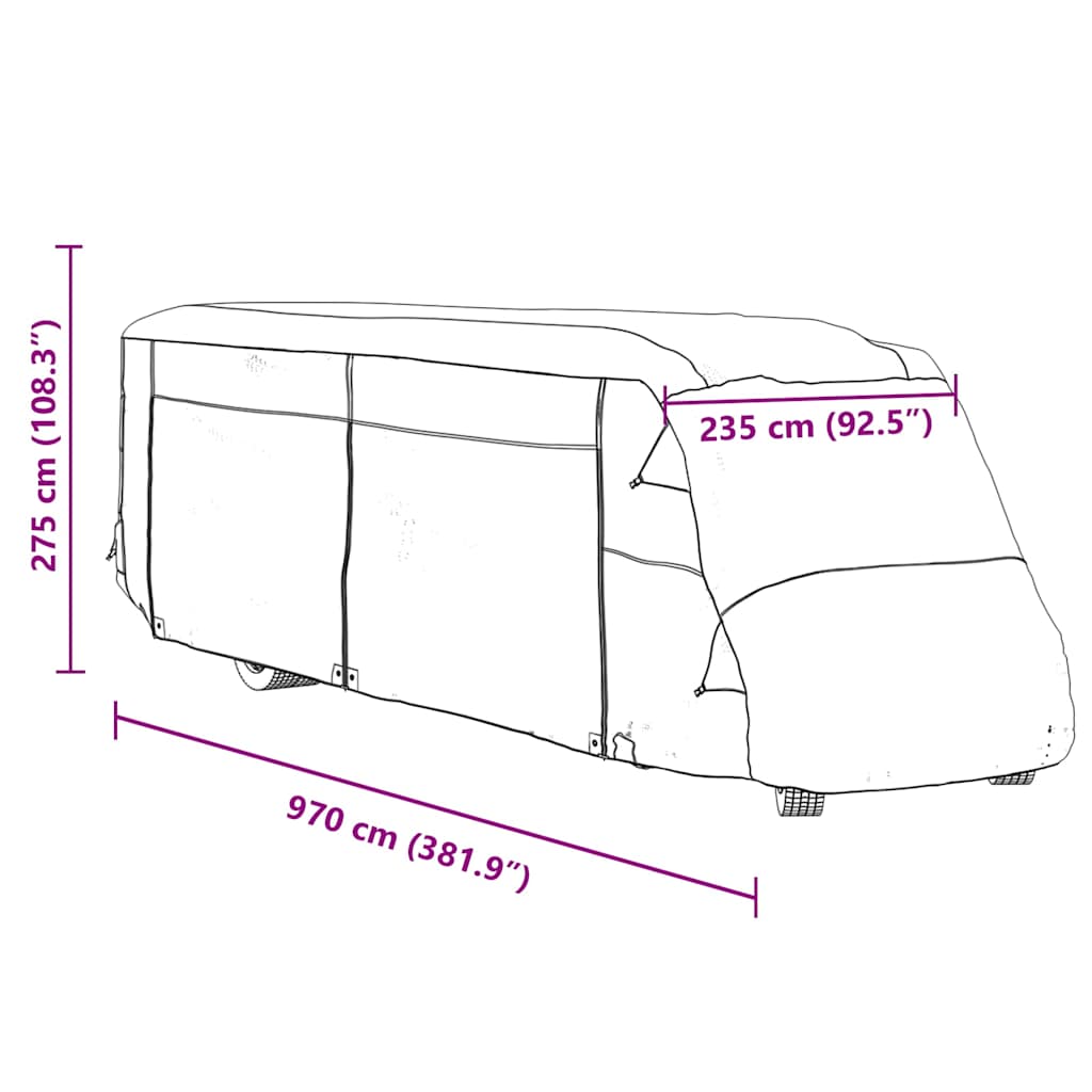 Navlake za kamper sive 970x235x275 cm netkana tkanina