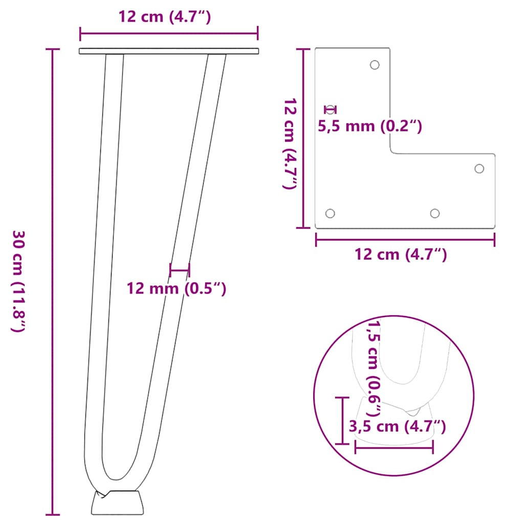 Noge s ukosnicama za stolić za kavu 4 kom. bijele 30 cm, puni čelik