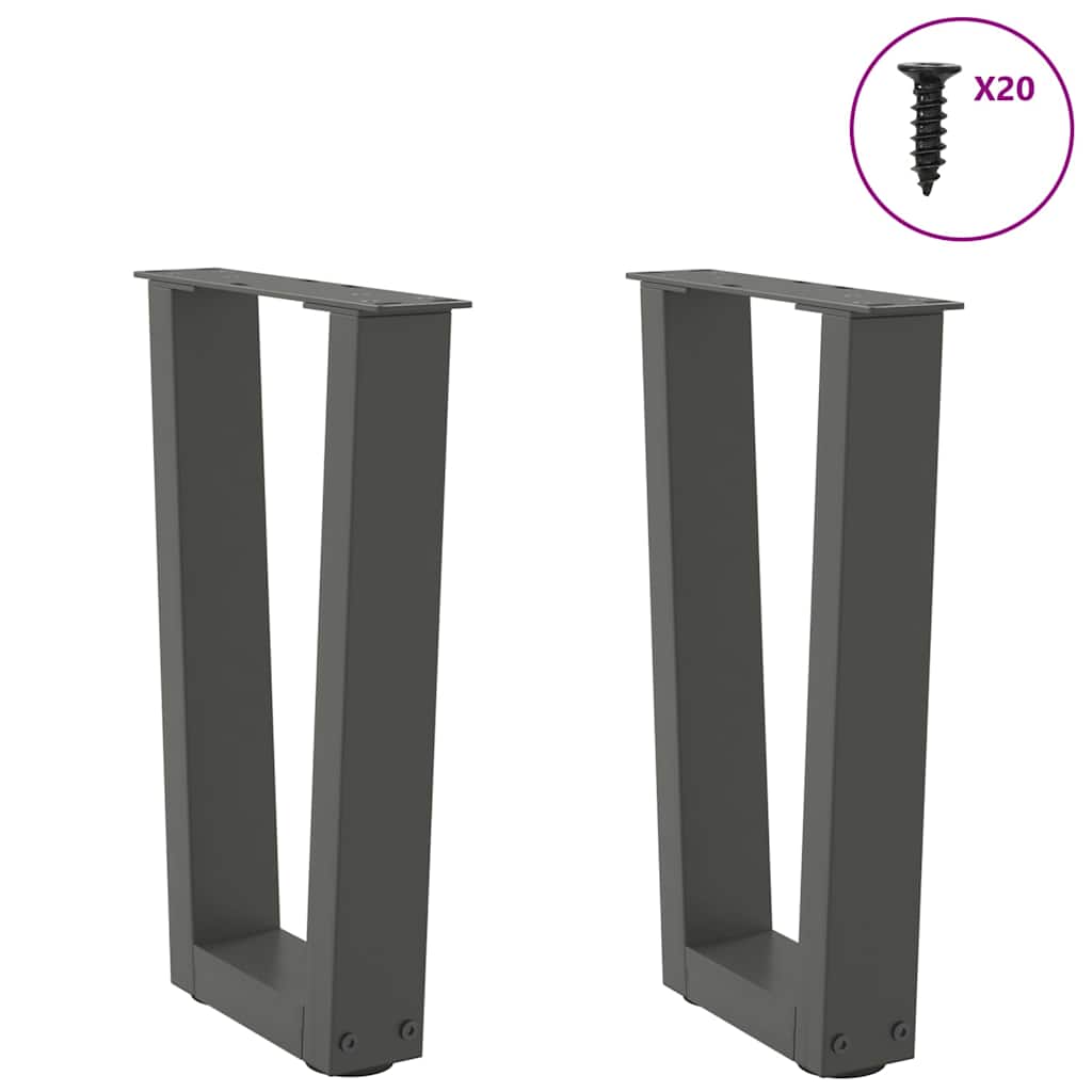 Noge za klub stolić V-oblika 2 kom antracit 38 x (42-43,3) cm čelik