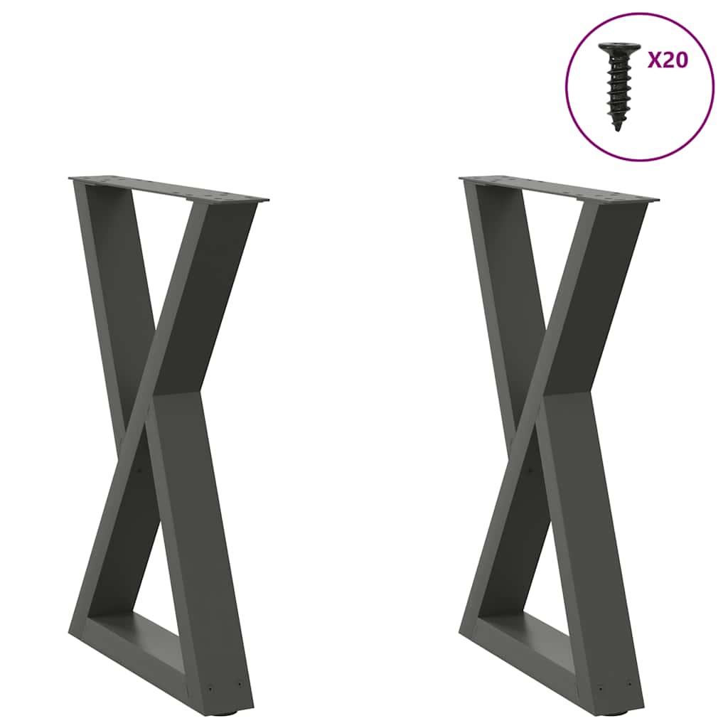 Noge za blagovaonski stol 2 kom. antracit 60 x (72-73,3) cm čelik