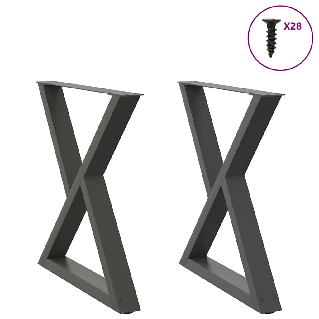 Noge za blagovaonski stol 2 kom. antracit 80 x (72-73,3) cm čelik