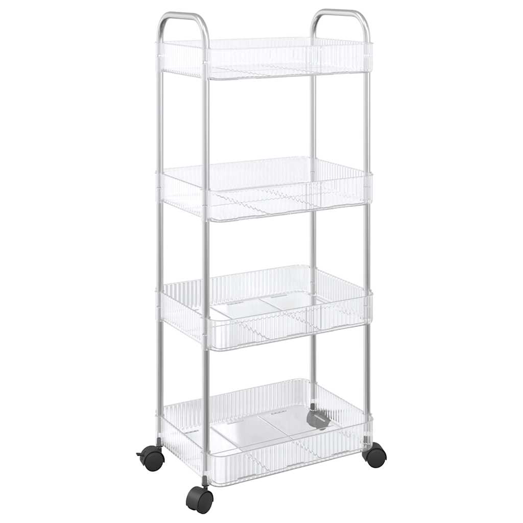 Kolica za pohranu 4 nivoa prozirna 37x28x95 cm akril
