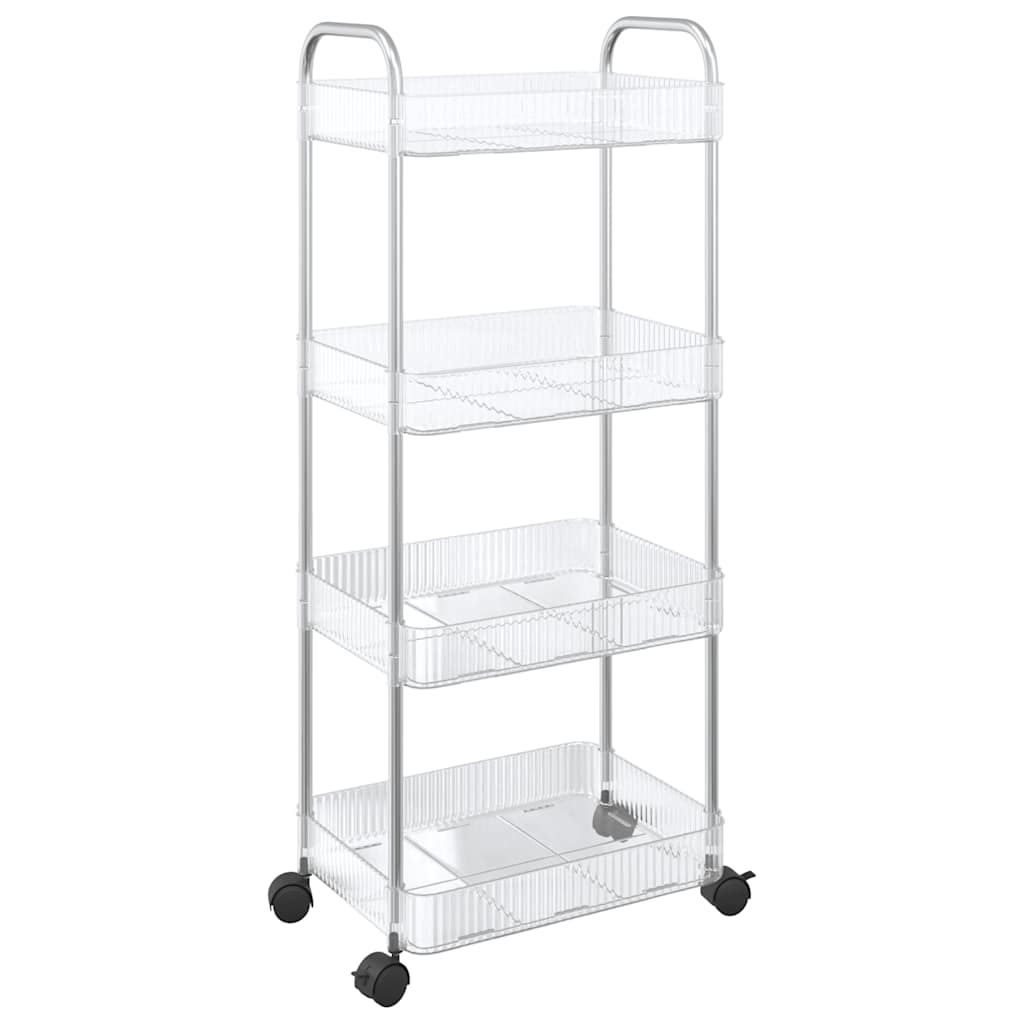 Kolica za pohranu 4 nivoa prozirna 37x28x95 cm akril