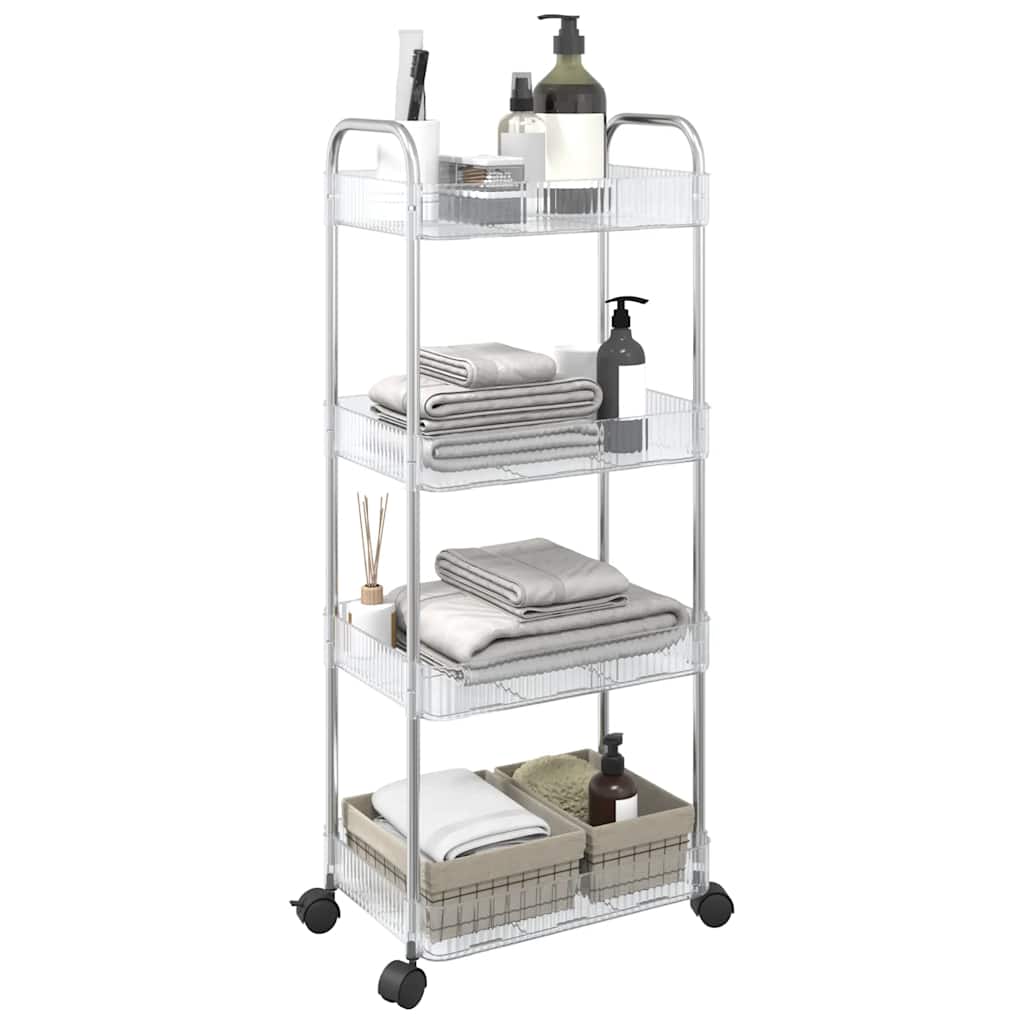 Kolica za pohranu 4 nivoa prozirna 37x28x95 cm akril