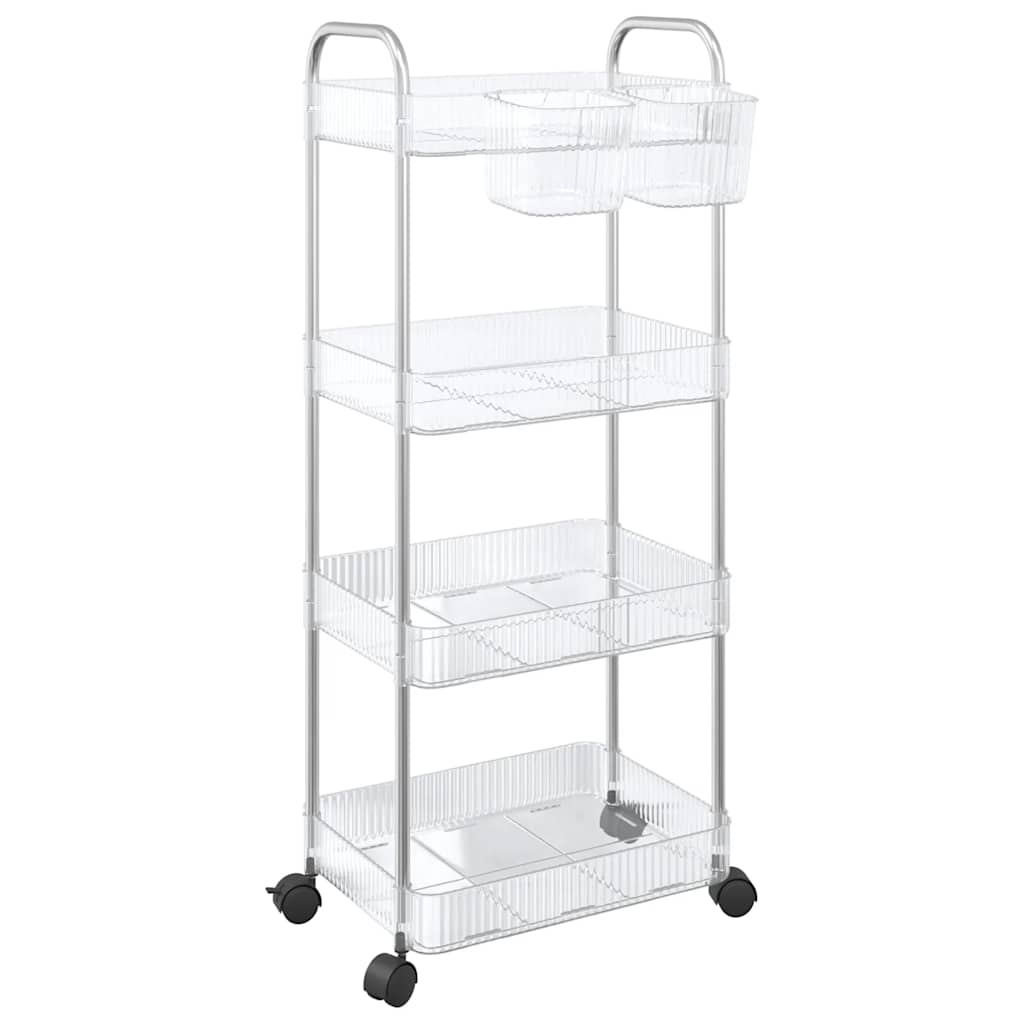 Kolica za pohranu 4 nivoa prozirna 37x28x95 cm akril