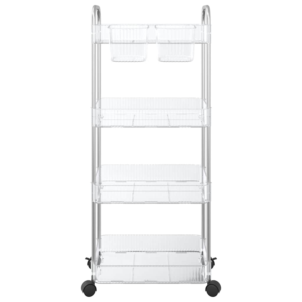 Kolica za pohranu 4 nivoa prozirna 37x28x95 cm akril