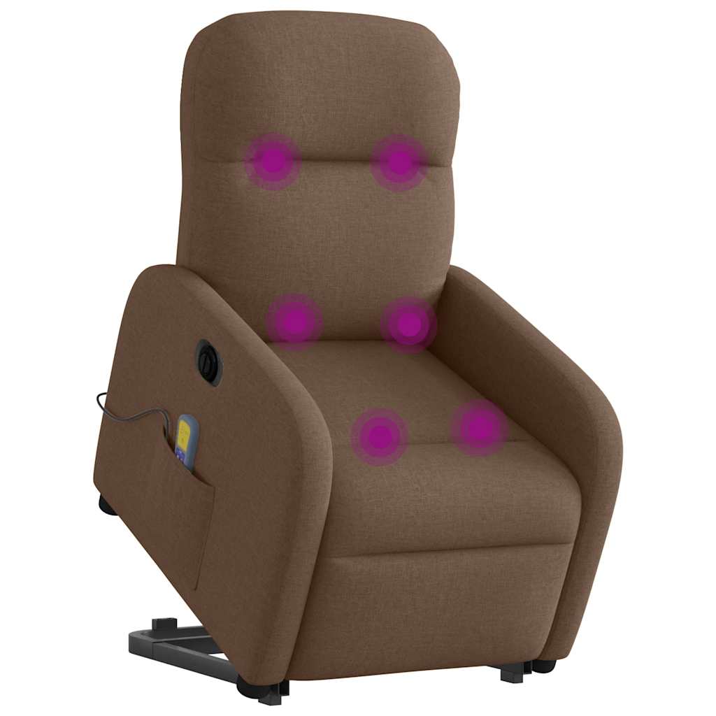 Električni masažni naslonjač na podizanje od tkanine smeđi