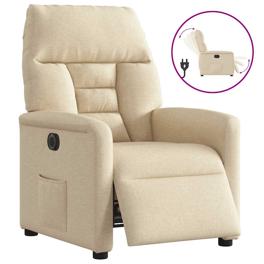 Električni naslonjač od tkanine krem