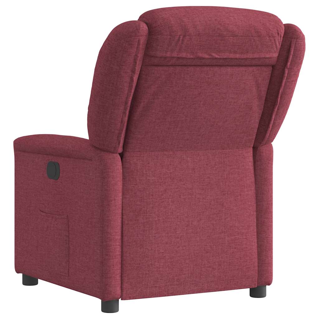 Električni naslonjač od tkanine crvena boja vina