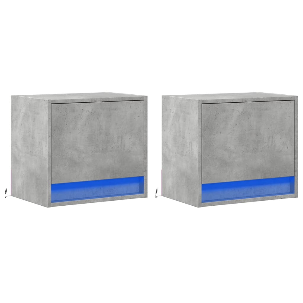 Zidni noćni ormarići s LED svjetlima 2 kom siva boja betona